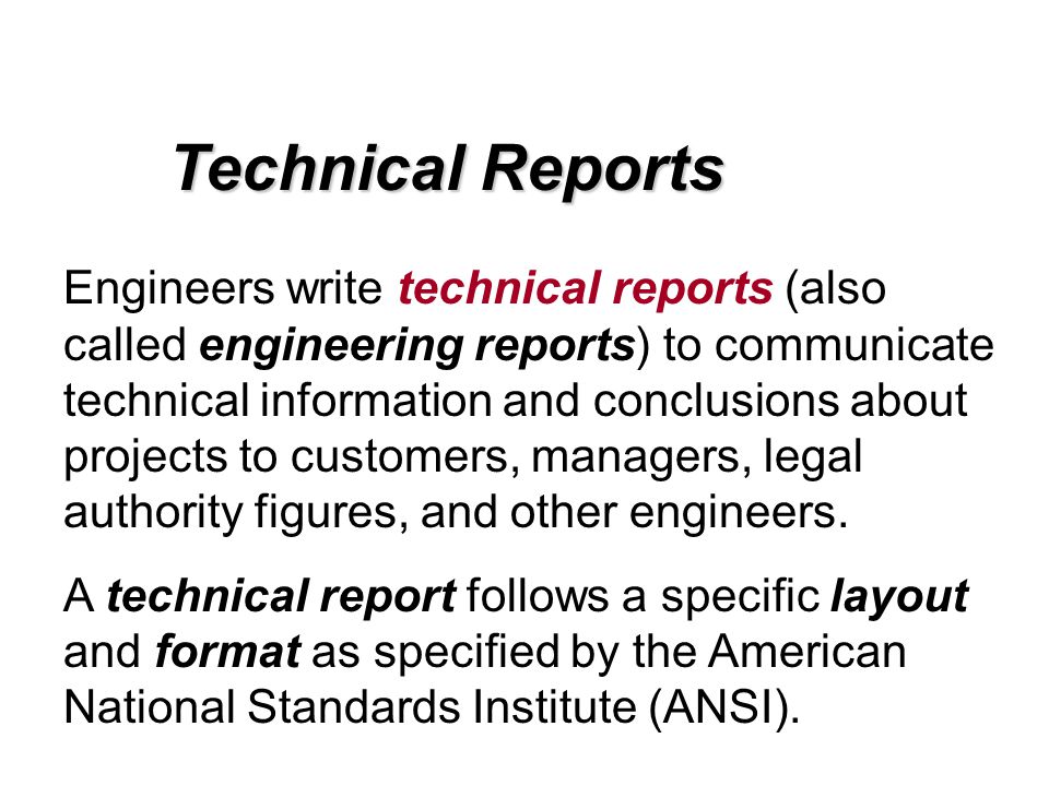 Write a Technical Report